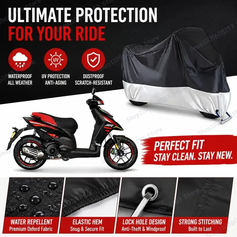 APRILIA SR 150용 오토바이 커버 방수 방진 UV 방지 전천후 스쿠터 ..