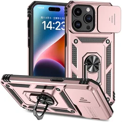 Shockproof Armor Case with Slide Lens Protector and Enhanced Back Cover - iPhone 7 and 8 (Rose Gold)