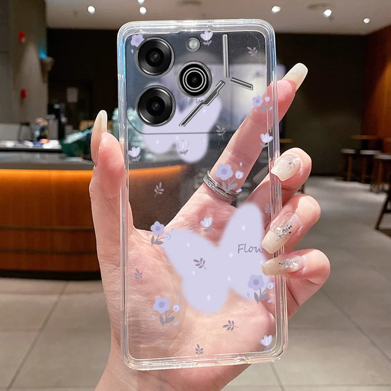 Luxury Butterfly Flowers Transparent Soft TPU Phone Case