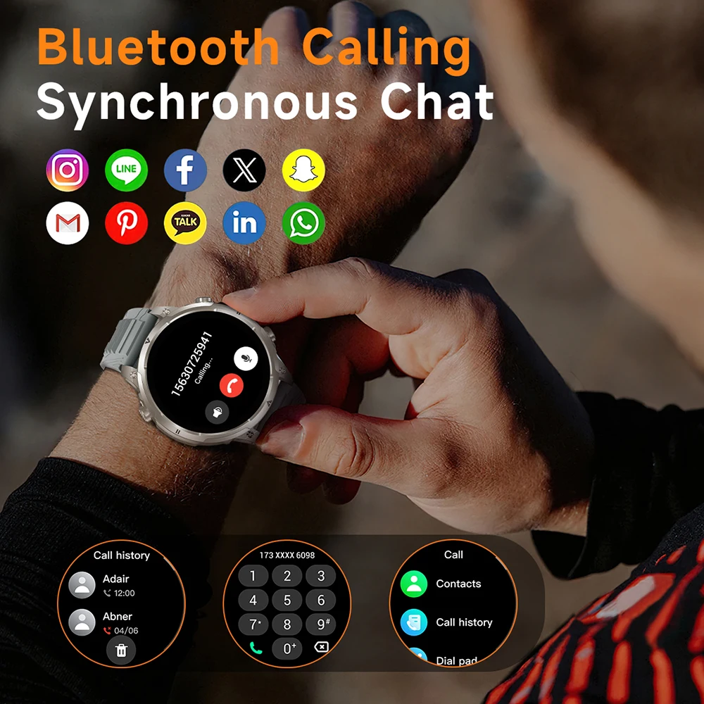 LIGE New Military T-Rex 3 Ultra 720mAh Men Smart Watch Compass Waterproof Flashlight Heart Rate Sports Watches AMOLED Smartwatch