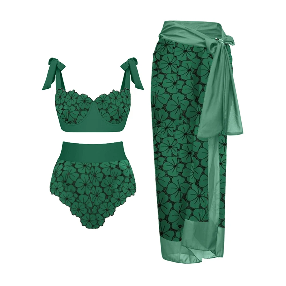 

Vintage Bathing Suit Solid Color Floral-print One Piece Swimsuist Split-joint High Waist Swimwear 2023 New Swimming Biquini Slim