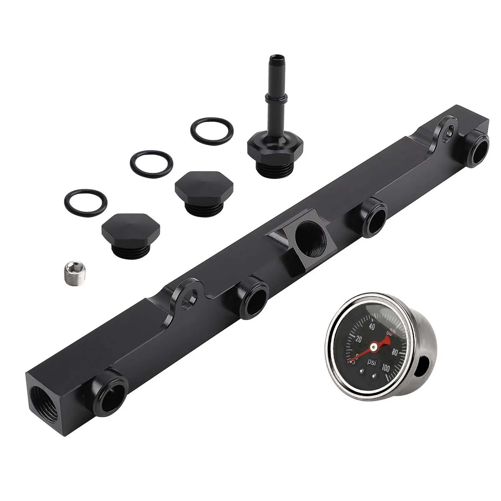 

New Car Aluminum Fuel Pressure Regulator Gauge Fuel Rail Kit Fit FOR HONDA K20 K20a K24 K24a RSX CIVIC SI INTEGRA EP3 with gauge