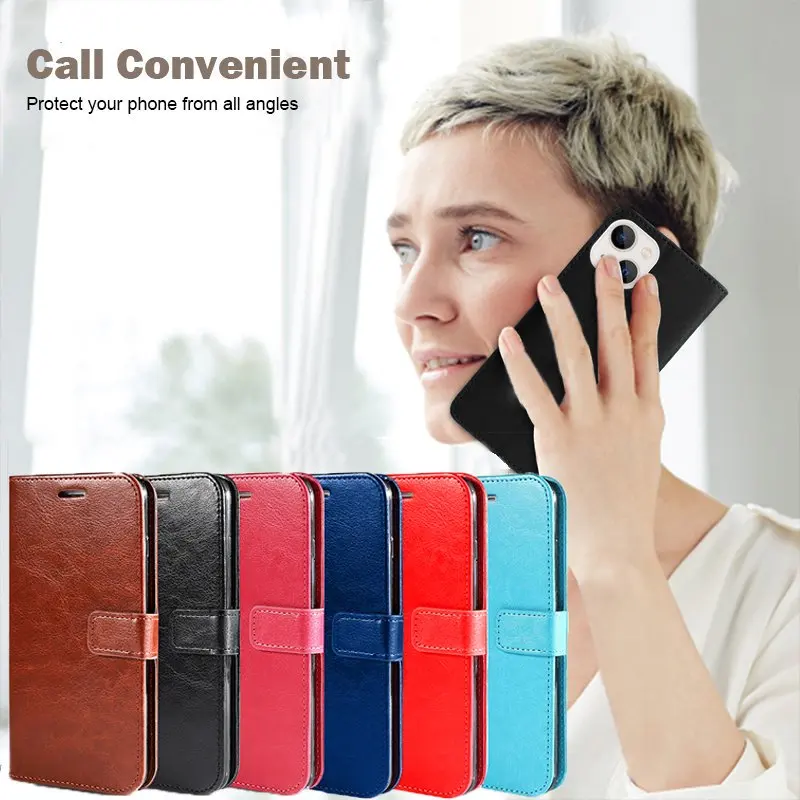 Magnetic Leather Book Flip Phone Case with Card Holder Cover