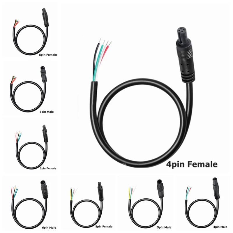 DIY 4/5/6/8 pin male female plug for automotive DVR camera expansion connector cable HD monitor for vehicle rear view camera