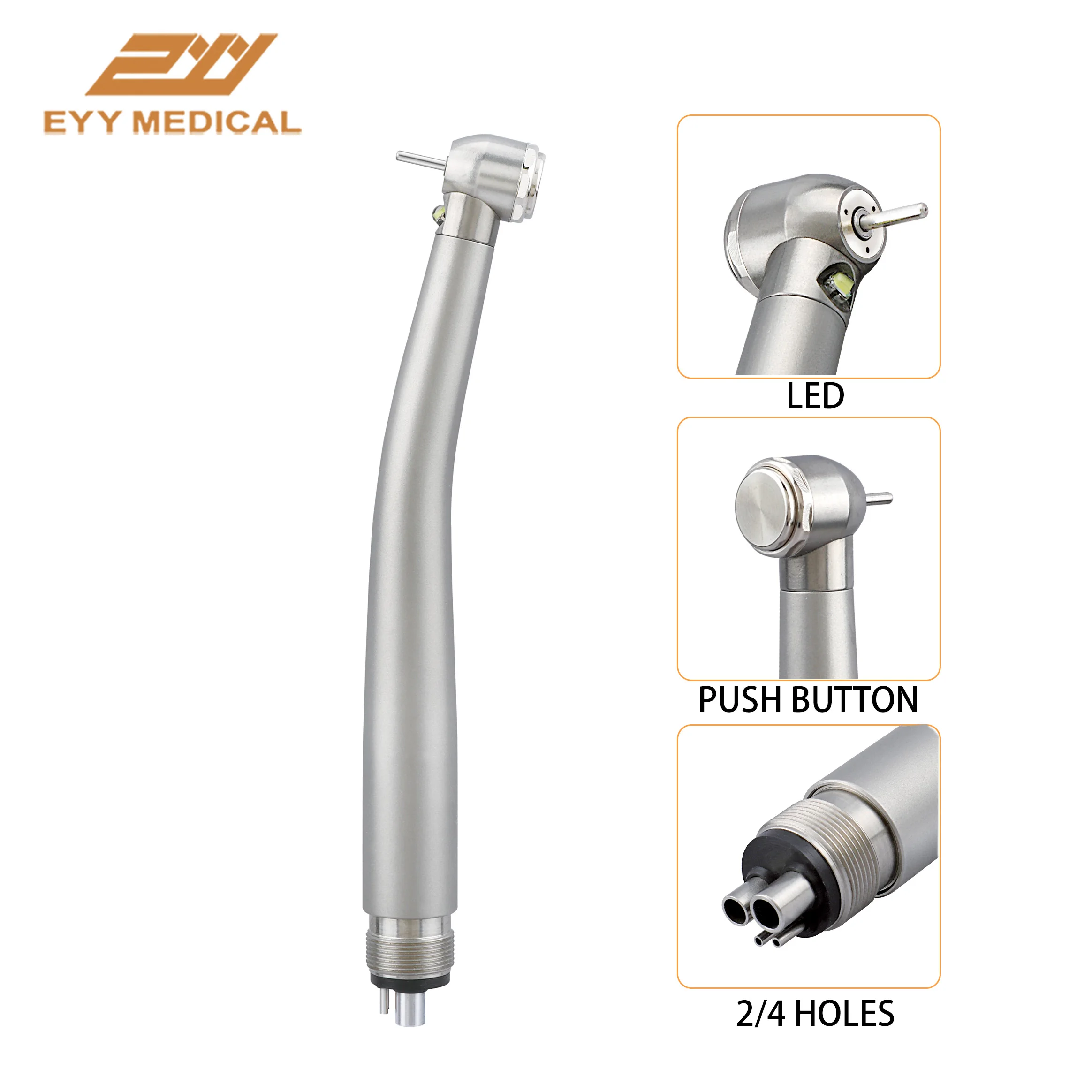 

LED E-Generator Dental Handpie High Speed Handpiece Standard Torque Head Push Button Ceramic Bearing 2/4 Holes Air Turbine