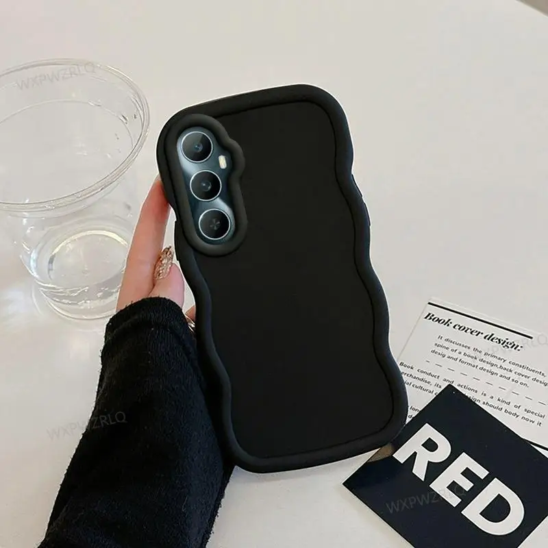 Solid Color Wave Silicone Shock-Absorbing Phone Case – Minimalist Design