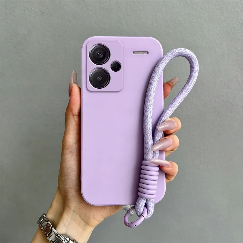 Coque de téléphone avec sangle en corde, étui arrière en silicone souple mat pour Xiaomi Redmi Note 13 12 Pro Plus 12S 11S 10S 9S Pro