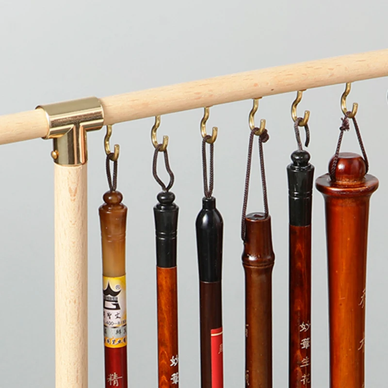 Wood Chinese Brush Pen Holder Calligraphy Rest Ink Hanger For School