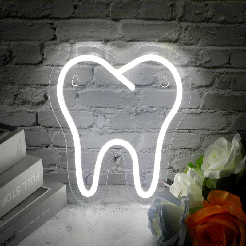 LED Dentist Tooth Neon Sign Light Neon Sign for Shop Window Art Neon Lights Night Light Room Decor