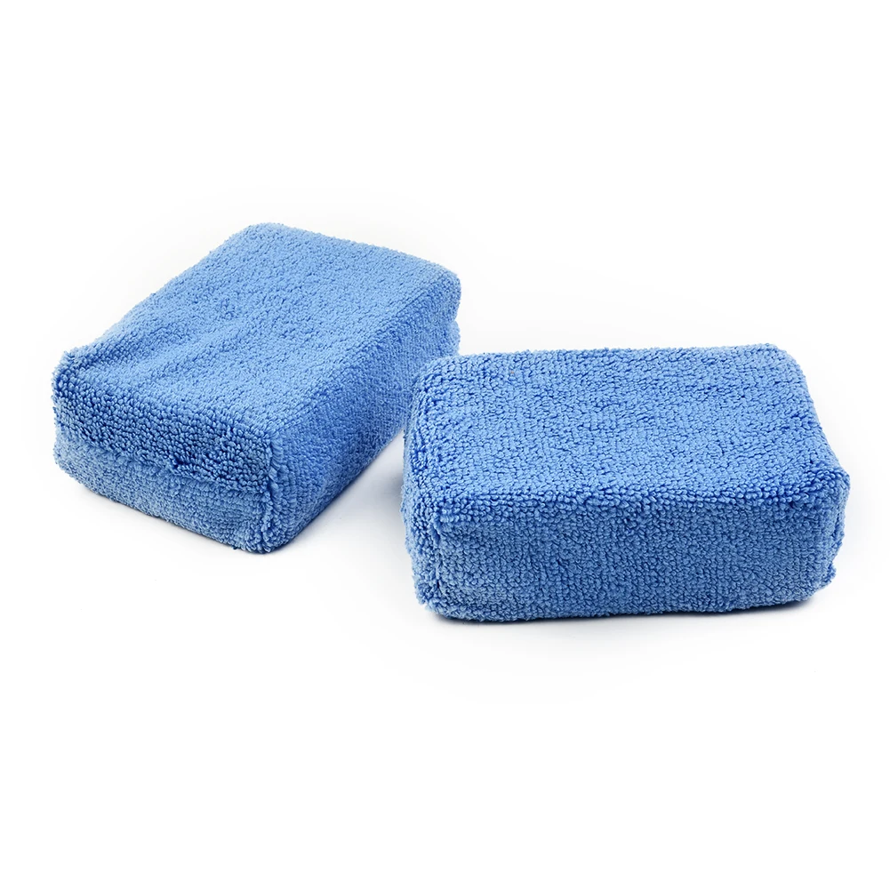 

4/8 PCS Blue Microfiber Applicator Sponge Pads Car Wash Wax Polish Polishing Waxing Water Absorption Clean Accessories