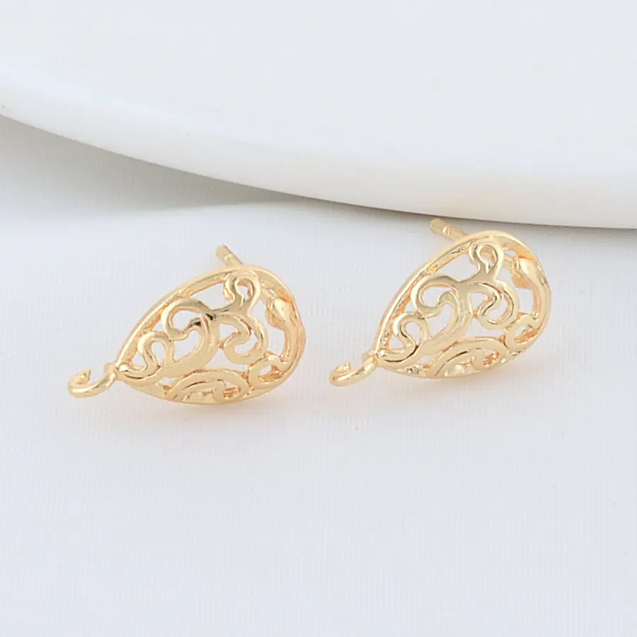 6pcs 7.5*13mm 14 Karat vergoldet Messing Tropfen Ohr stecker hochwertige DIY DIY Schmuck machen Suche Zubehör – Detail 4