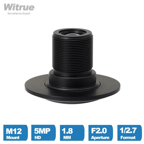 Witrue 감시 보안 카메라용 카메라 렌즈, CCTV 5MP 1.8MM M12 마운트, 1/2.7 인치 F2.0 180 도 어안, 신제품 4