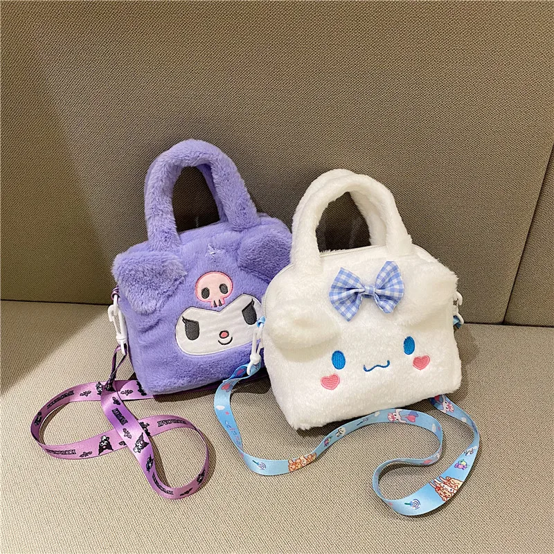 

Sanrio Plush Bag Kuromi Cinnamoroll Backpack for Kids рюкзак Kawaii My Melody Plushie Handbag Anime Soft Stuffed Bags Women Gift