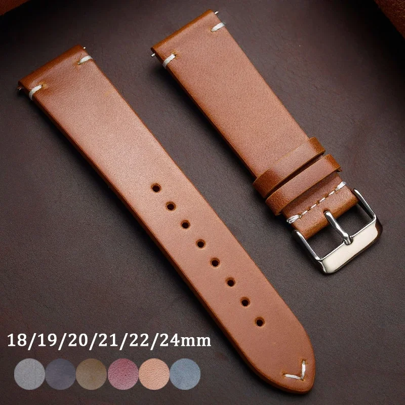 Vintage Cowhide Leather Strap - Sport Waterproof Quick Release Wristband