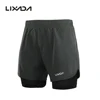 Lixada Men's 2-in-1 Running Shorts Quick Drying Breathable Active Training Exercise Jogging Cycling Shorts with Longer Liner 2
