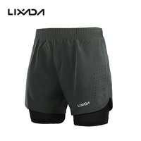 Lixada Men's 2-in-1 Running Shorts Quick Drying Breathable Active Training Exercise Jogging Cycling Shorts with Longer Liner 2