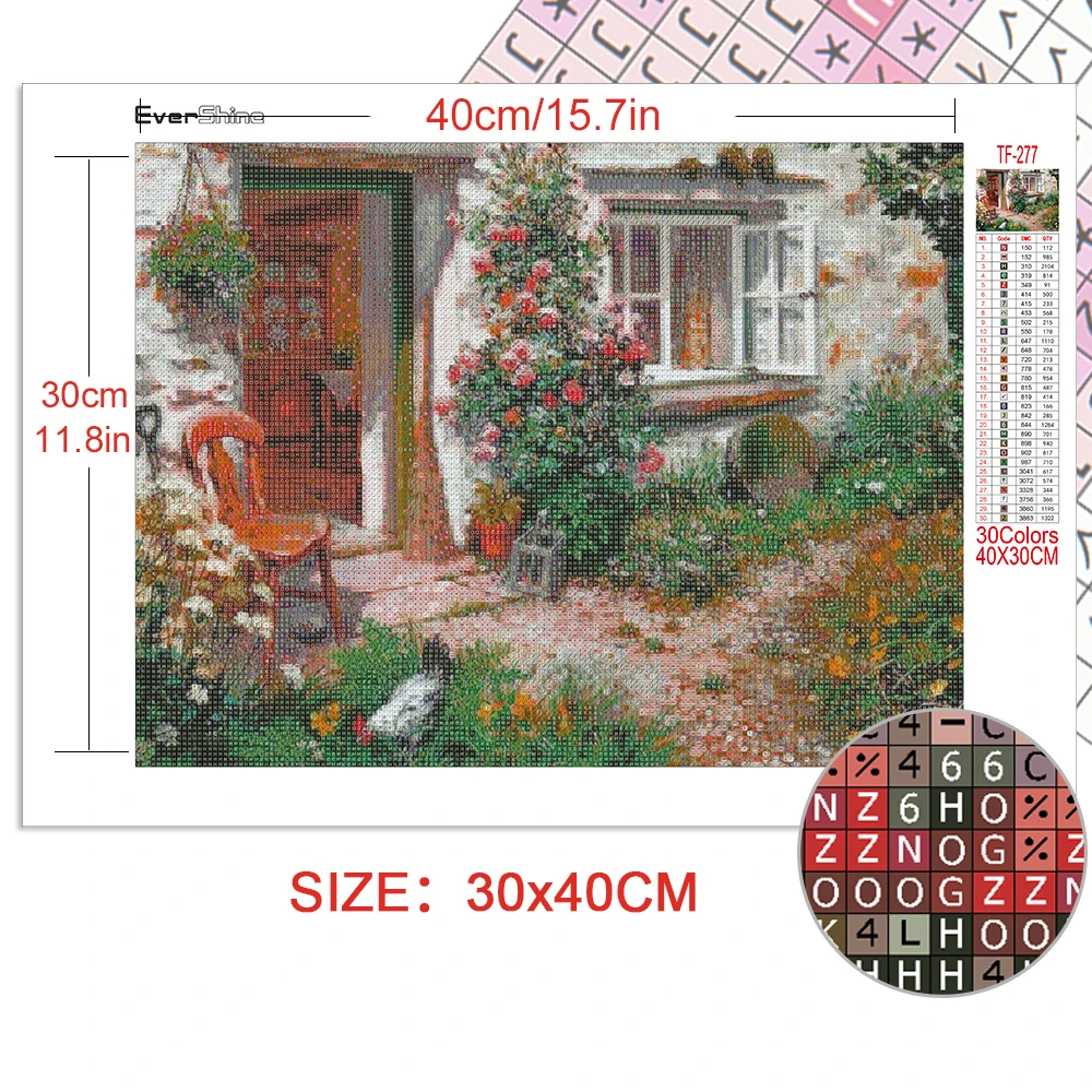 EverShine Diamond Painting Garden Full Square 5D Diamond Embroidery Landscape House Mosaic Cross Stitch Home Decor