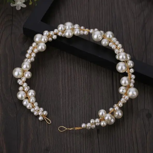 Trendy Handmade Pearl Bridal Headband Luxury Wedding Hair Accessories Bridesmaid Girls Head Jewelry for Women Headpiece Tiaras