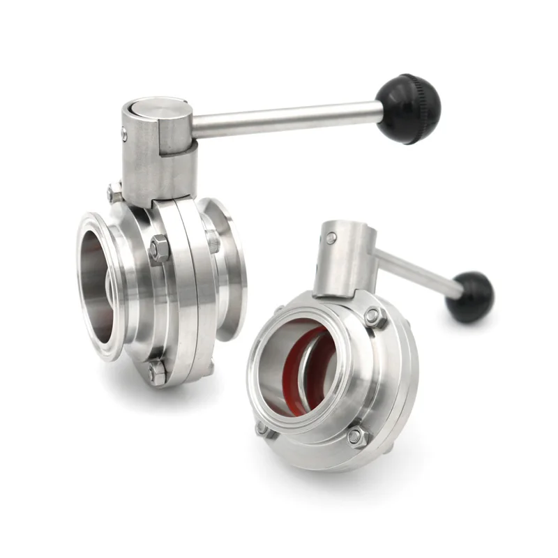 Válvula Borboleta de Sanitária Tri Clamp Homebrew Beer Dairy Product Econômico 2.5 63 76 102 mm 77.5 91 119 Aço Inoxidável Ss304
