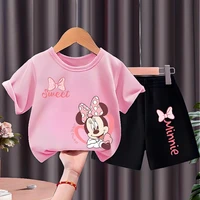 Children's T Shirt and Shorts Two Piece Set Girls O Neck Short Sleeve Top Suit Kids Casual Outfits Summer Breathable Shorts Sets 1