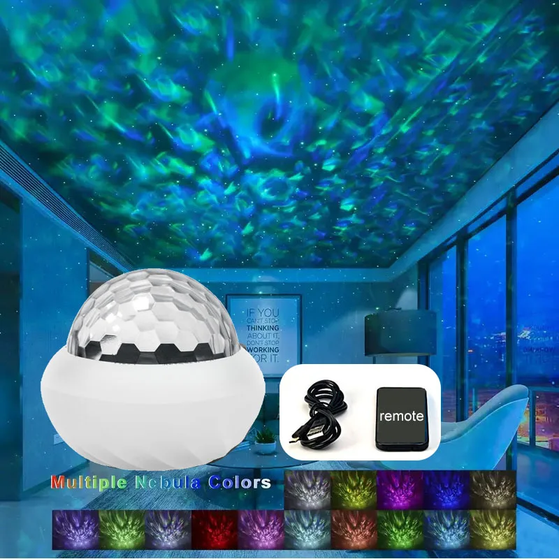 Northern Light Projector RGB Atmosphere Night Light Remote Control USB Aurora Projection Lamp 360° Rotate for Home Party Decor