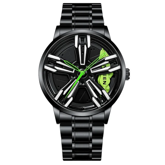 FNGEEN Racing Watches Men Custom Design Super Car Rim Watch Stainless Steel Black Retro Waterproof Watch Relogio Masculino L001 