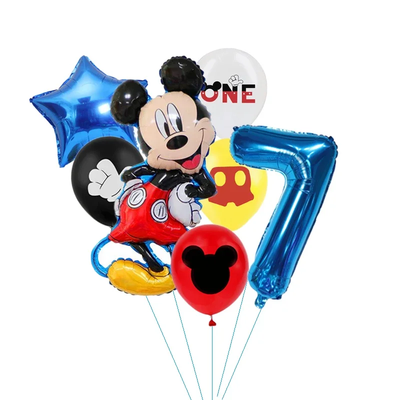 thumbnail image 1 of Juego de 7 globos de aluminio de Disney Minnie, globos de Mickey Mouse, decoración para fiestas de cumpleaños, baby shower, juguetes para niños, globos de aire, suministros, 1 of 5