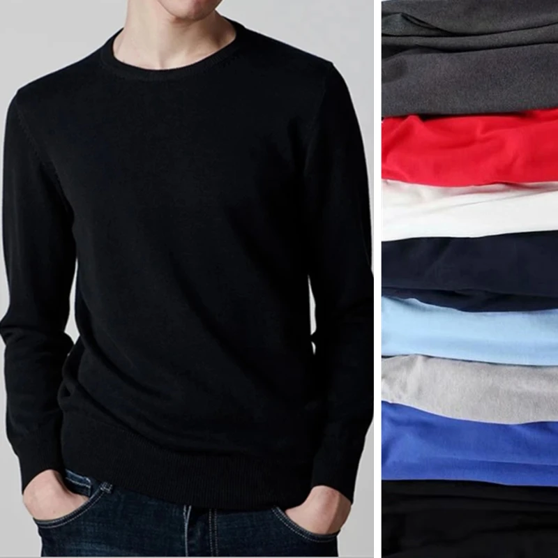 

Spring Autumn Men Small Alligator Casual O-Neck Long Sleeve Cotton Thin Sweater Pullover Knitted Classic Top