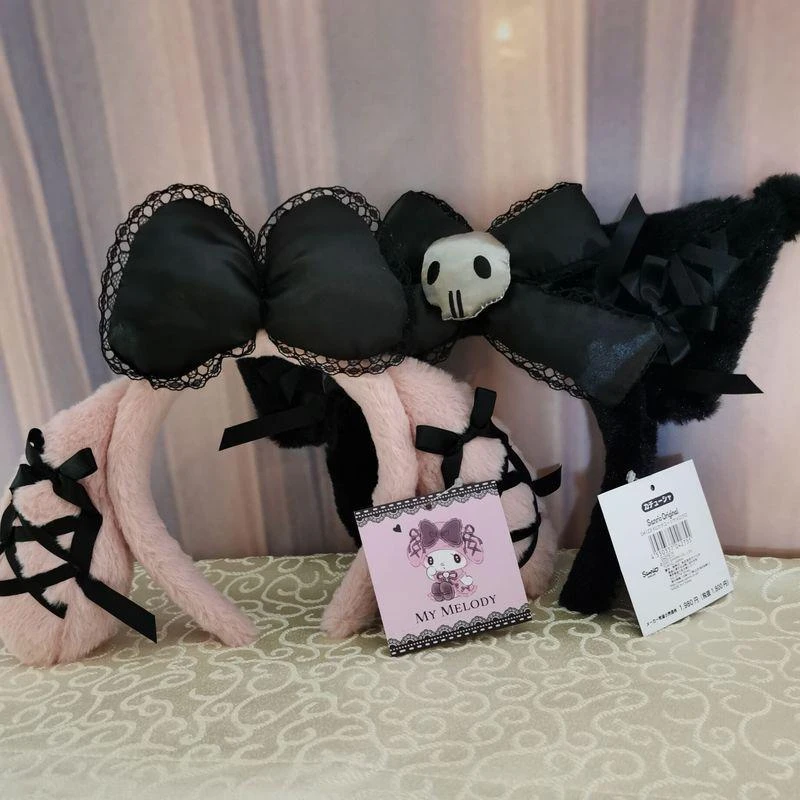 

Kawaii мультфильм Sanrio плюшевая повязка на голову Kuromi My Melody Милые Плюшевые Головные уборы аниме плюшевая Лолита женский подарок сердце