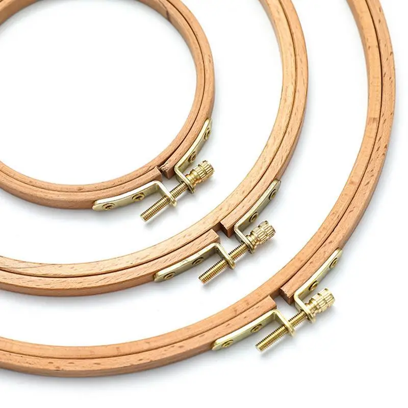 Description Picture 6 of item10pc/Set High Quality Beech Hoop 3-12 Inchs Wooden Embroidery Hoops Frame Embroidery Circle Ring Kit Needle Stitch Sewing Tool