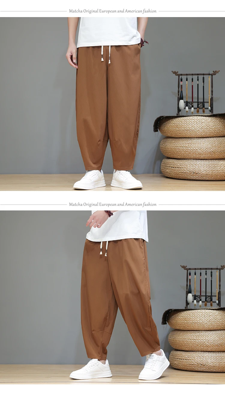 Description Picture 6 of itemMen Harem Jogger Pants Vintage Trousers Male Casual Lightweight Pants Spring Summer Men Wide-leg Pants Streetwear Large Size 5XL