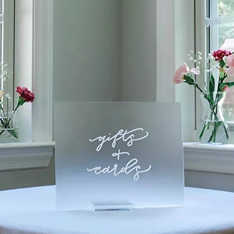 Frosted Acrylic Display Card With Bracket Wedding Rectangular Table Number Card With Bracket Diy Blank Arched Banquet Venue