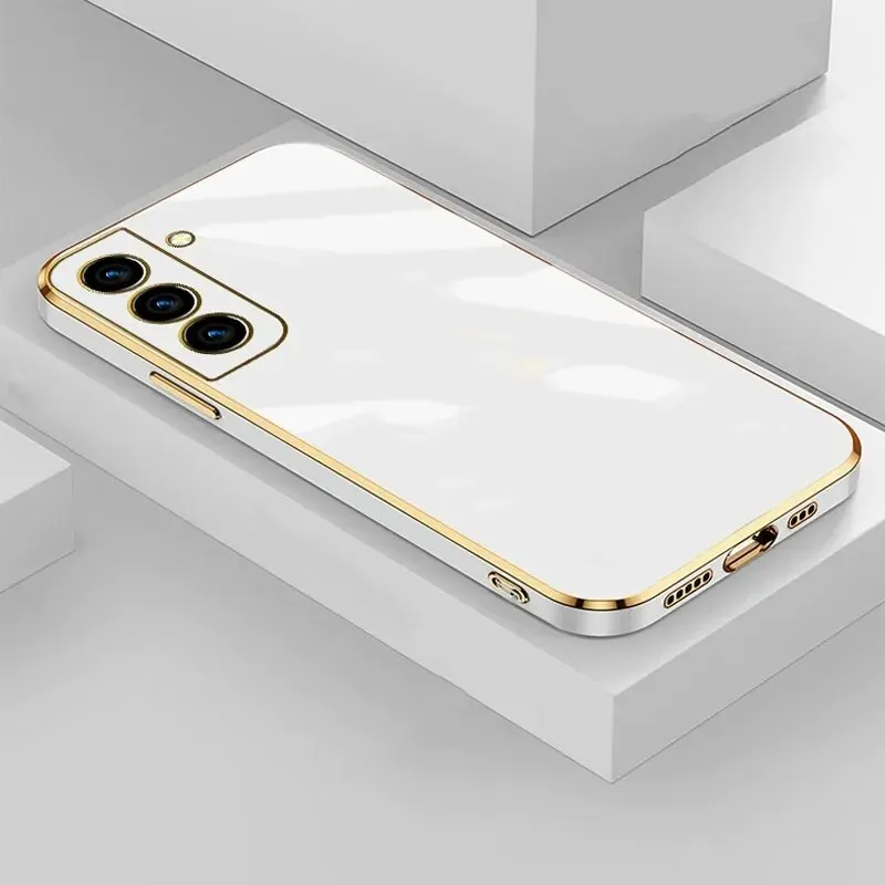 thumbnail image 1 of Luxury Plating Square Phone Case For Samsung S22 Ultra S23 S21 Plus s21 FE Case Cover For Galaxy S 21 S22 S20 FE Silicone Case, 1 of 5