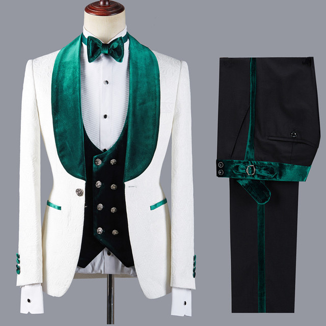 Floral Jacket Men Suit Slim Fit Wedding Tuxedo Navy Blue Velvet Lapel Groom Party Suits Costume Homme Best Man Blazer - as picture1, XL