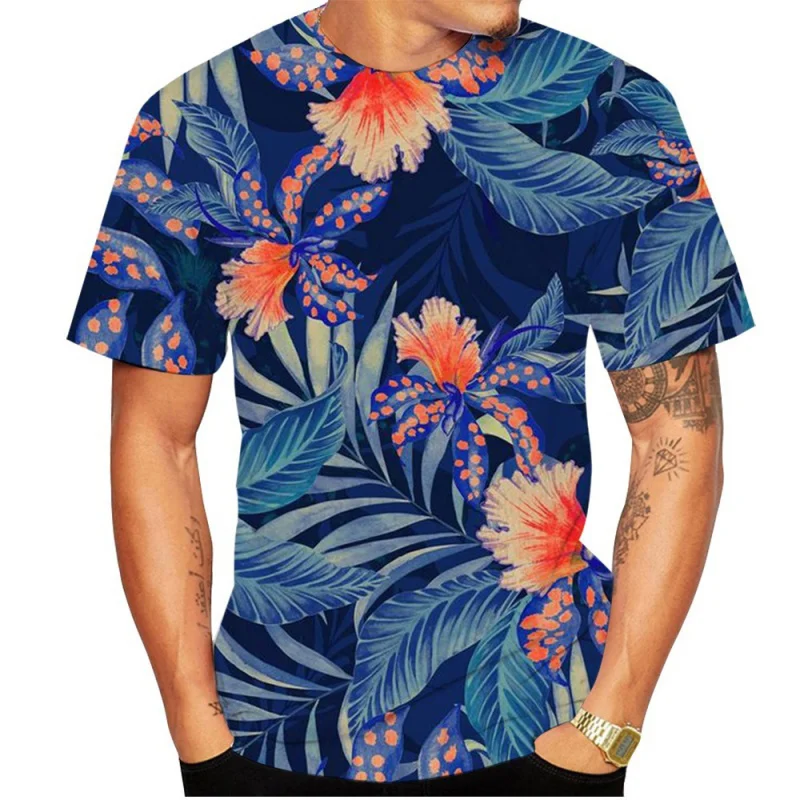 

New Summer 3D Printing Floral Flower T Shirt Butterflies Graphic T-shirts Women Fashion Harajuku Short Sleeves Unisex Tops Tees
