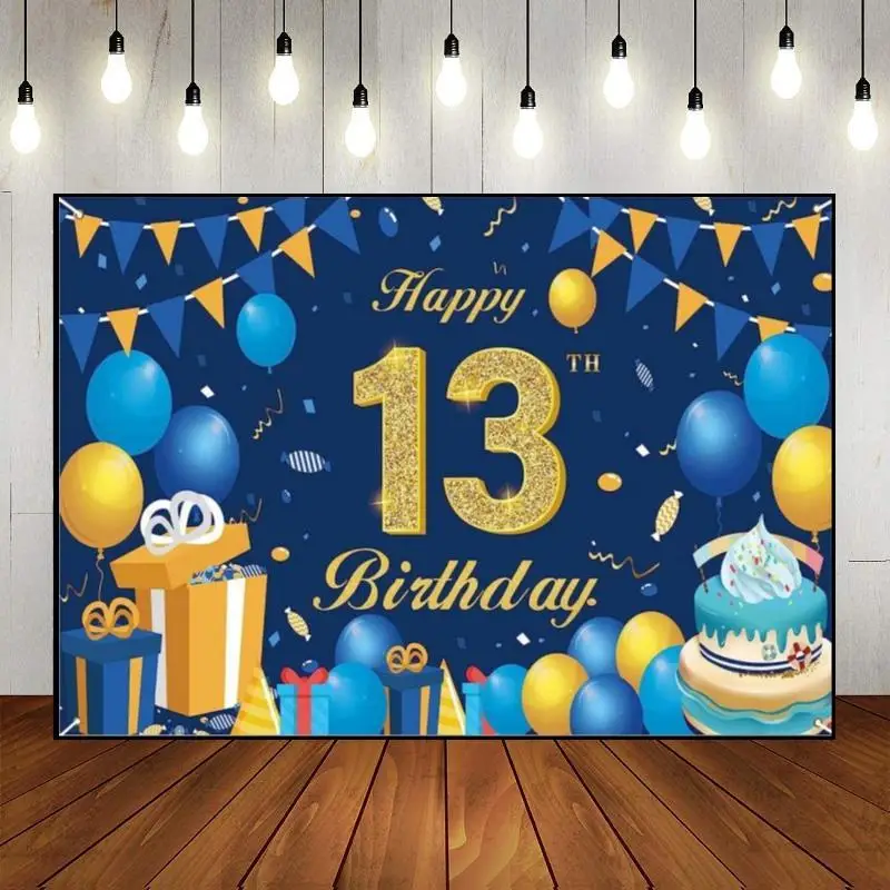 Happy 13Th Birthday Baby Room Decoration Sweet Background Photo Balloon Hotwheels Banner Prince Game Machine Red Boy O Girl