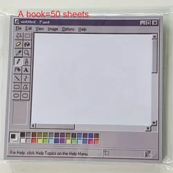 Retro Computer Illustration Sticky Notes - Perfect for Artists & Office Use, Durable Adhesive Memo Sheets (50 Sheets)