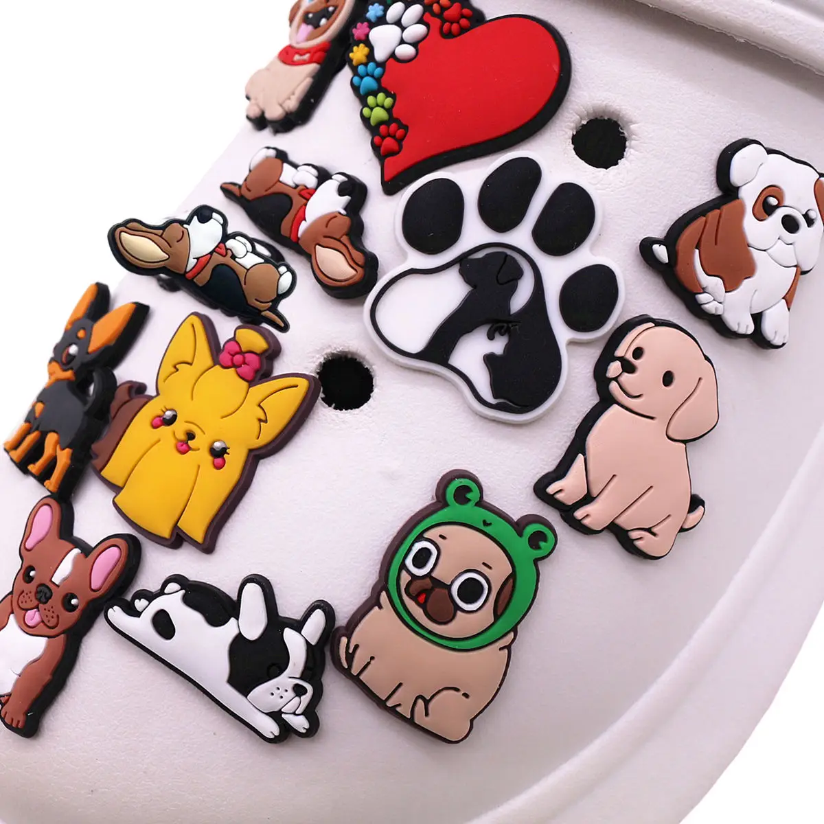 Lovely Dog PVC Shoe Charms Decorations Cute Sleeping Puppy Bulldog Sandals Upper Accessories Pins Clog Clips Kids Gifts 1pcs shoe charms,shoe decorations