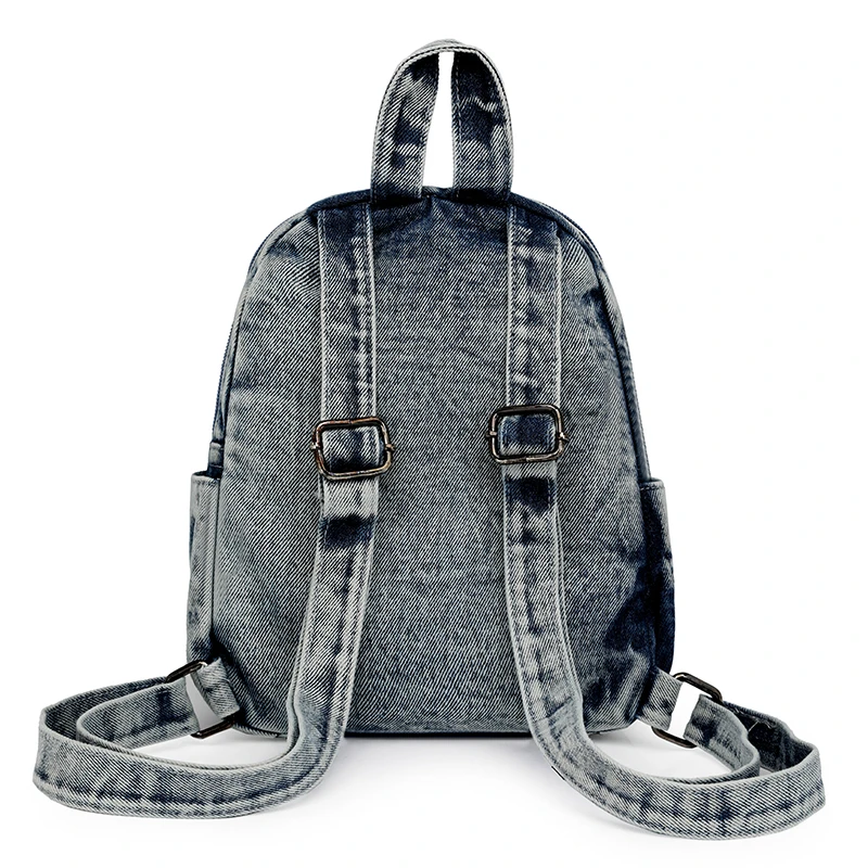 Zaini in Denim lavato piccola tela per il tempo libero o borse da viaggio pacchetti da donna moda stile Preppy zaini piccoli borse per libri di stoffa - immagine 2