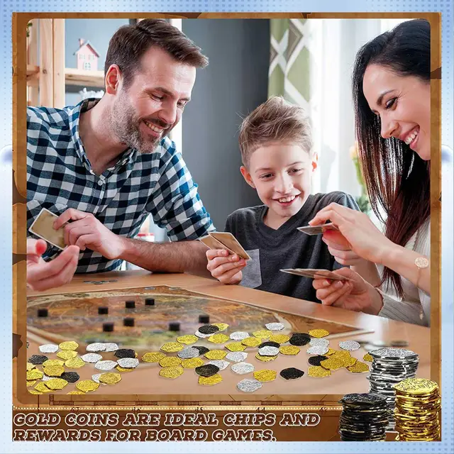 300 Pcs Plastic Gold Coins Pirate Coins Kids Play Coins For Pirate Party Treasure Chest Games Tokens Toys Cosplay 4