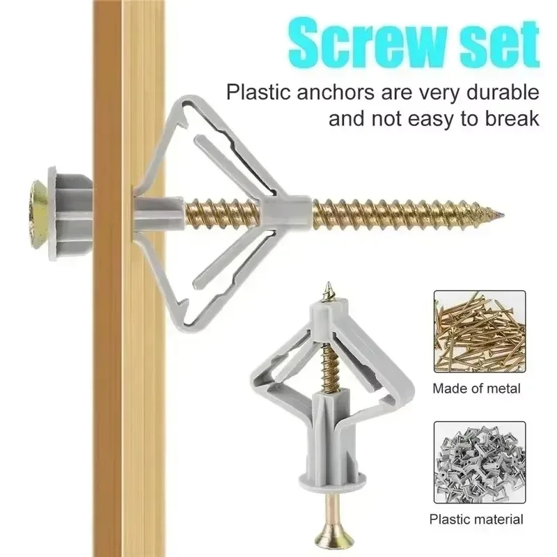 Plasterboard Expansion Screw Tube Drywall Anchor Bolt Hollow-Wall Plug Airplane Expansion Plug Pipe Gypsum Board Anchors Fix Kit