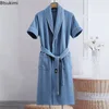 104623-7f83b1.jpg Nouvelles Robes de Chambre en Gaze de Coton Pur pour Couples Été – Peignoirs Fins à Manches Courtes, Robes de Nuit, Tenues d'Intérieur, Couleur Unie, Peignoirs d'Hôtel