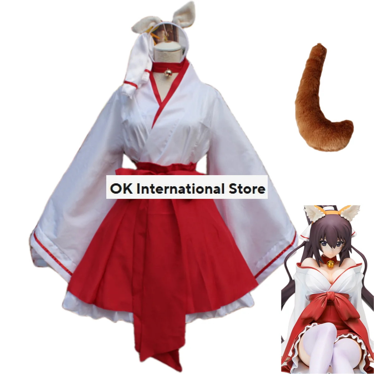 

Костюм для косплея из аниме Inu X Boku SS Secret Service Shirakiin Riricho, костюм ведьмы, японское красное кимоно, женский сексуальный костюм в виде хвоста