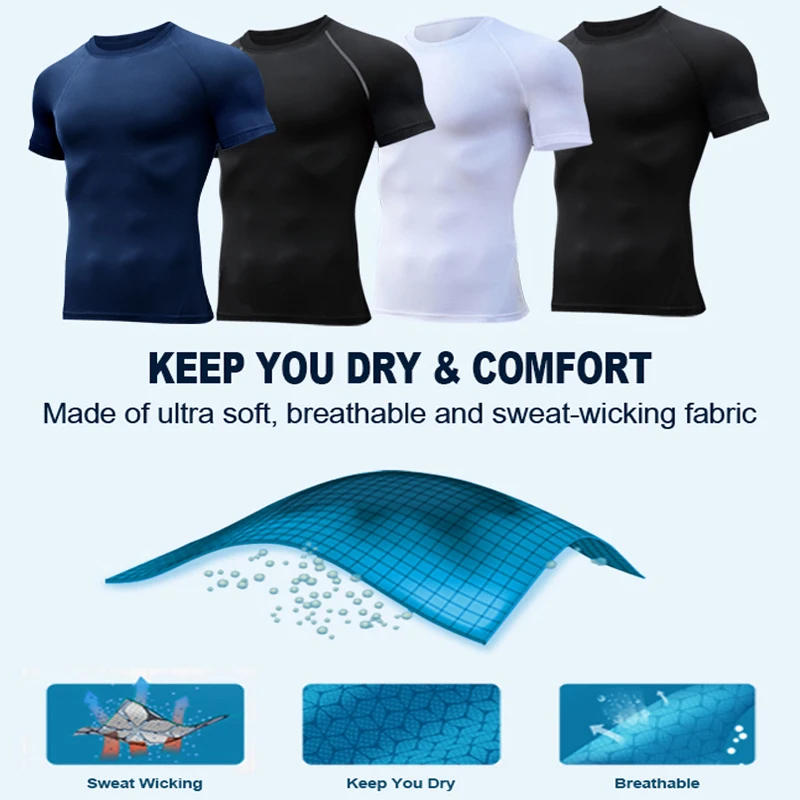 Men's printed compression shirt sport t shirt running t shirt running t shirts fitness clothes compression t shirt men t shirts quick drying sports T-shirt gym training bra rash protector