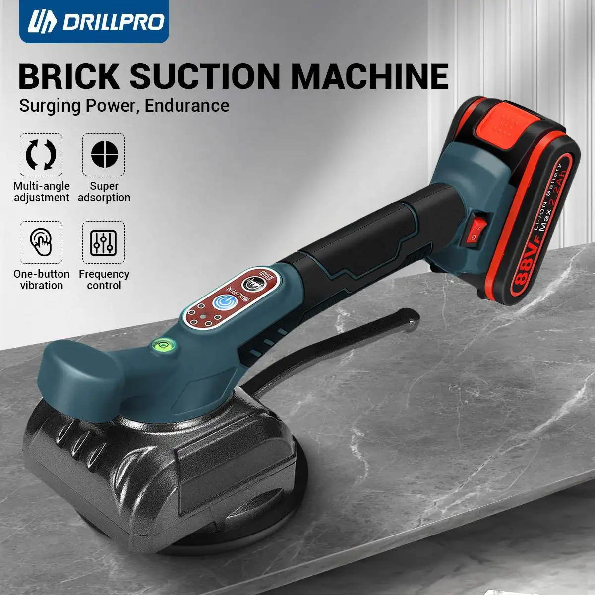 Drillpro 타일 기계 전기 타일 진동기 흡입 컵, 조정 가능한 자동 바닥 진동기 레벨링 전동 공구, 120x120cm