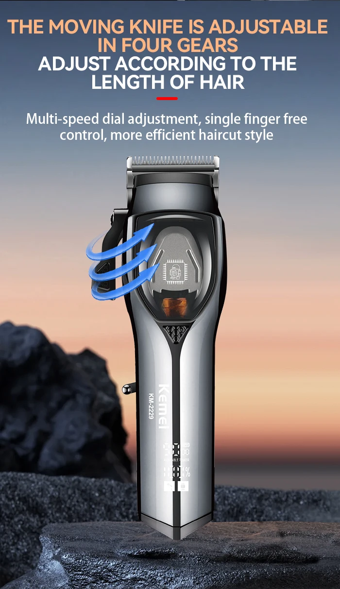 Description Picture 5 of itemKEMEI  Rechargeable Hair Trimmer Multi level fine-tuning   Professional Razor Barber Use Hair Clipper 9000 RPM km-2229