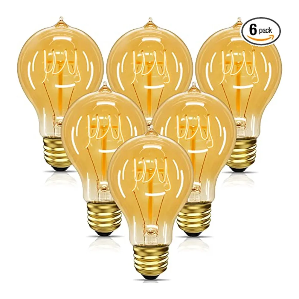 

6pcs 4pcs Dimmable Retro 40W E27 A60 Warm White Color A19 Incandescent Vintage Edison Light Bulb filament Light AC220-240V