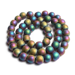 Rose Gold Hematite Round Beads for Jewelry Making and DIY Accessories (Matte Colorful)