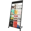 Magazine Rack Floor-Standing,4-Layer Brochure Holder Display Stand Tiered Design with Wheels,High-Hardness Metal Magazine 1