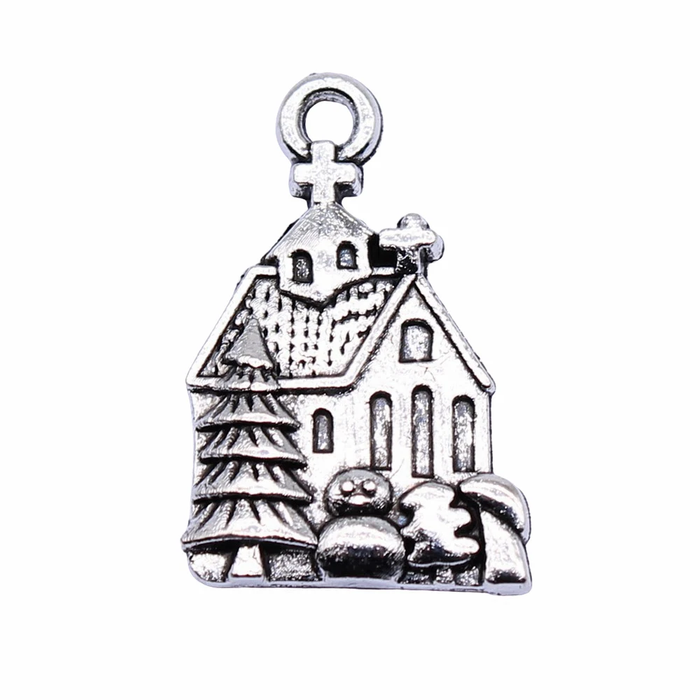 

10pcs/lot 21x14mm House Charms For Jewelry Making Antique Silver Color 0.83x0.55inch